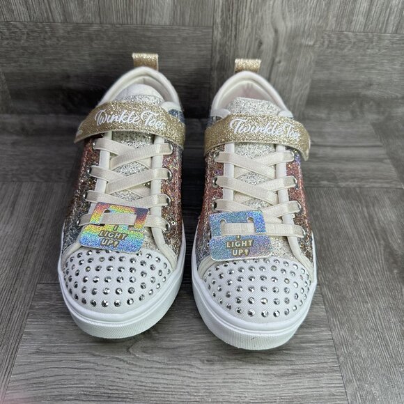 Skechers Twinkle Toes Girls size 2 Sequin Flash Light up Shoes - Picture 3 of 8